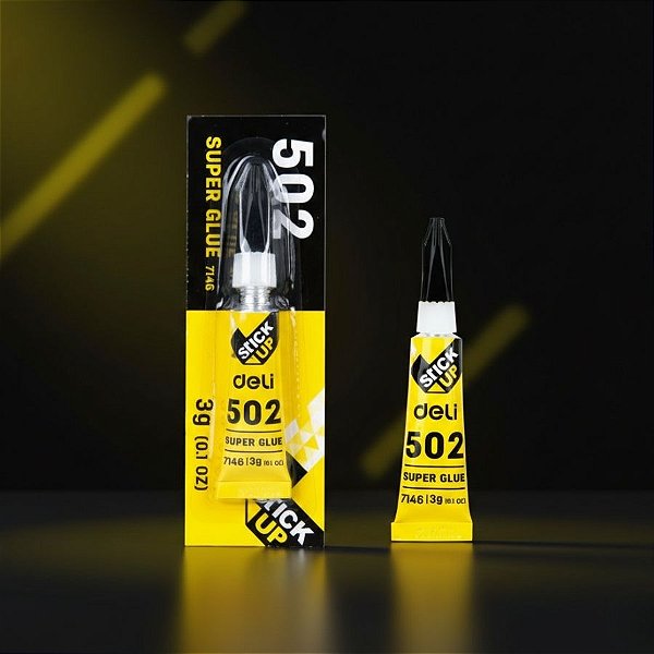 Super Cola Líquida Secagem Instantânea - Stick Up 502 - 3g - Cartela - 8 unidades - Deli - Rizzo