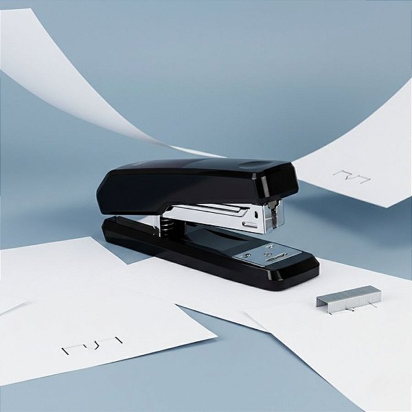 Grampeador com Extrator de Grampos - Suporta até 25 folhas - 11,5x5,5cm - Preto - 1 unidade - Deli - Rizzo