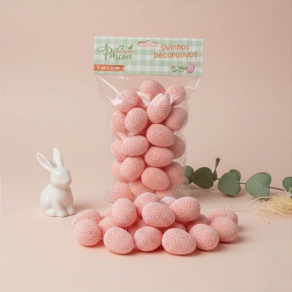 Ovinhos de Páscoa Decorativos Granulados Rosa - 3cm  - 25 unidades - Rizzo
