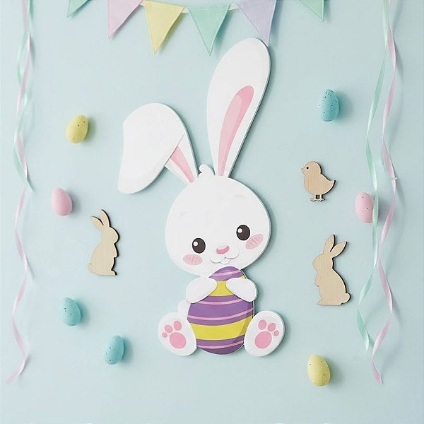 Painel Decorativo de Páscoa - Coelhinho com Ovo de Páscoa - 34x55cm - 1 unidade - Piffer - Rizzo