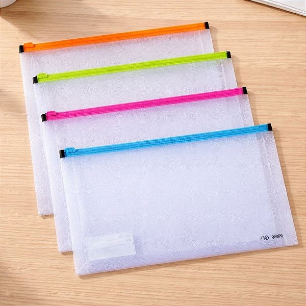 Pasta Zip Transparente - Sortido - A4 21x29,7cm - 1 unidade - Deli - Rizzo