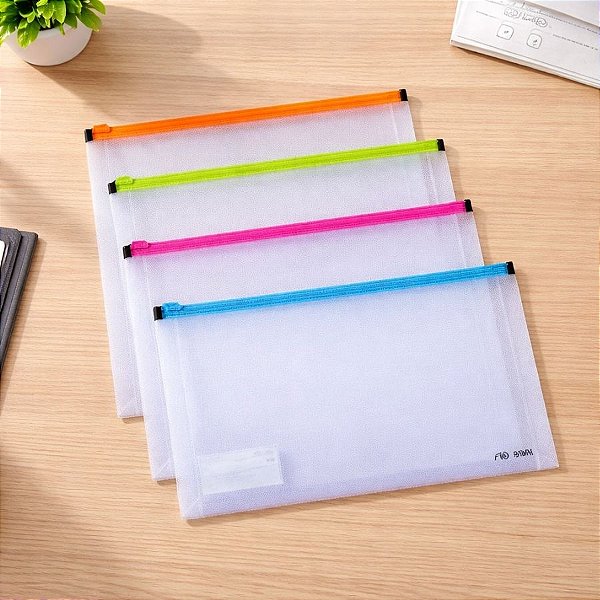 Pasta Zip Transparente - Sortido - A5 14,8x21cm - 1 unidade - Deli - Rizzo