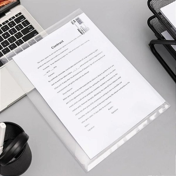 Pasta Documentos com Fecho de Botão A4 - Transparente - A4 21x29,7cm - 1 unidade - Deli - Rizzo