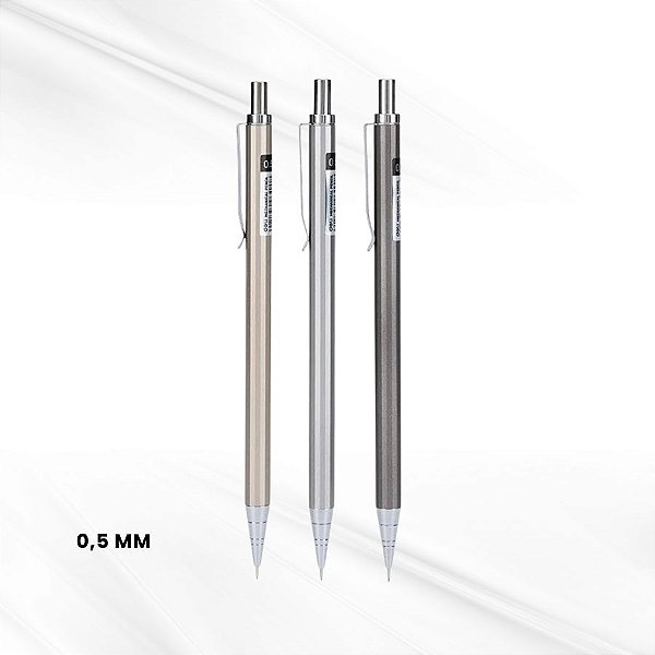 Lapiseira Redonda Metálica Premium - Ponta 0.5mm - Sortido - Caixa - 36 unidades - Deli - Rizzo