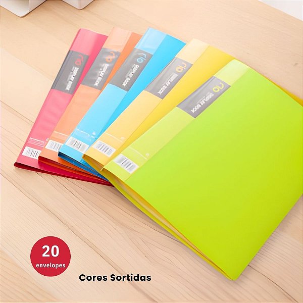 Pasta Catálogo Rio -  20 envelopes - Sortido - A4 21x29,7cm
 - 1 unidade - Deli - Rizzo