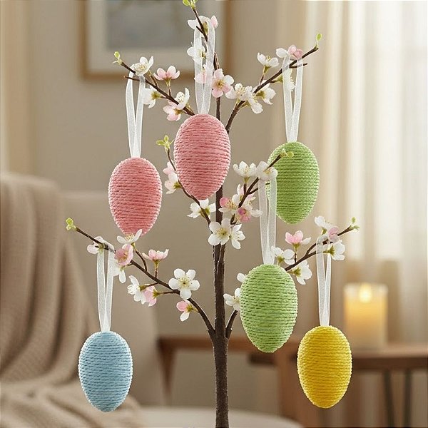 Enfeite Para Pendurar de Páscoa - Ovos Coloridos - 7,5x5cm - 4 unidades - Rizzo