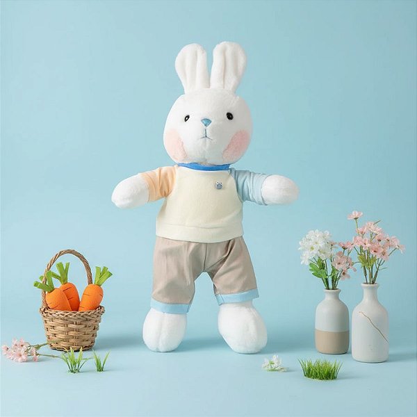 Coelho de Pelúcia com Mangas Coloridas Azul - 62cm - 1 unidade - Rizzo