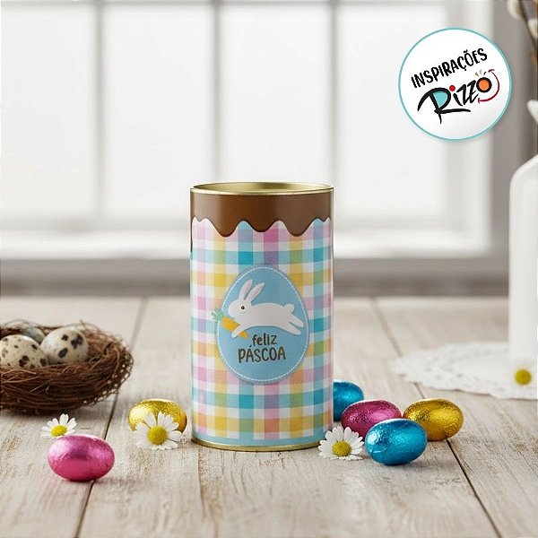 Lata Rígida Para Ovos de 350g - Jump Xadrez - 10x18cm - 1 unidade - Cromus - Rizzo