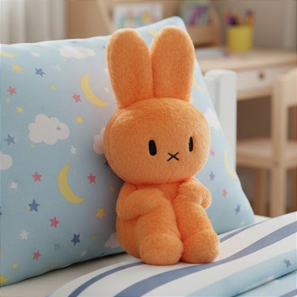 Coelho de Pelúcia Surpreso - Laranja - 11x22x13cm - 1 unidade - Rizzo - Rizzo