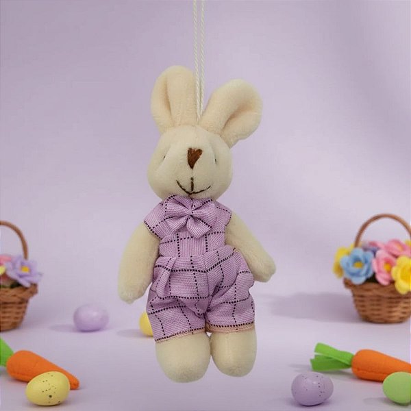Mini Coelho Decorativo para Pendurar - Lilás - 10cm - 1 unidade - Cromus - Rizzo