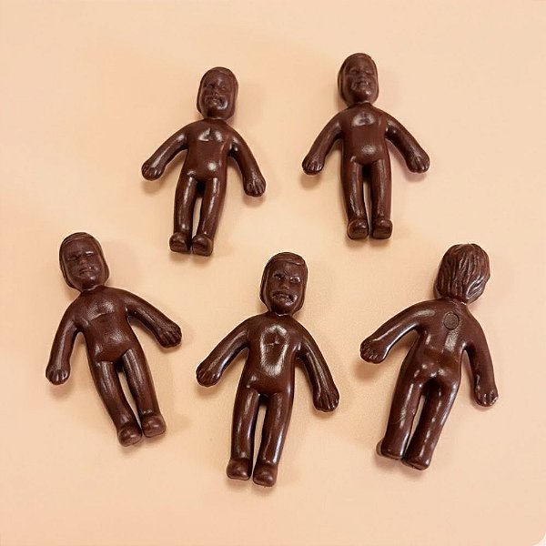Mini Brinquedo Bonequinha - Marrom - 5,5cm - 5 unidades - Rizzo
