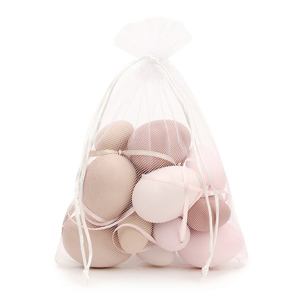 Saco de Ovinhos de Páscoa Decorativos para Pendurar - Nude, Branco e Rosa - 6x4cm - 16 unidades - Cromus - Rizzo