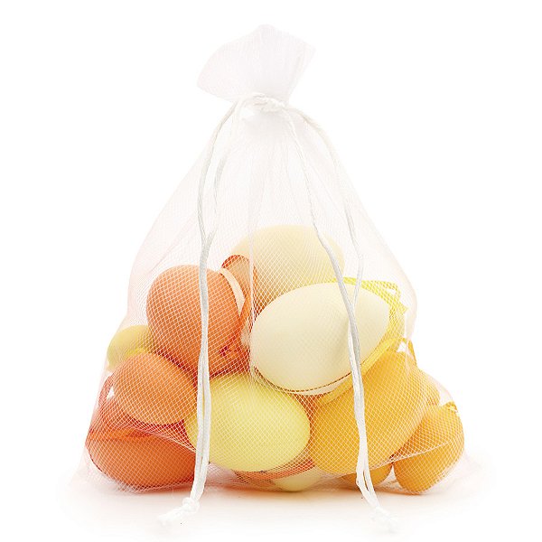 Saco de Ovinhos de Páscoa Decorativos para Pendurar - Laranja e Amarelo - 6x4cm - 16 unidades - Cromus - Rizzo