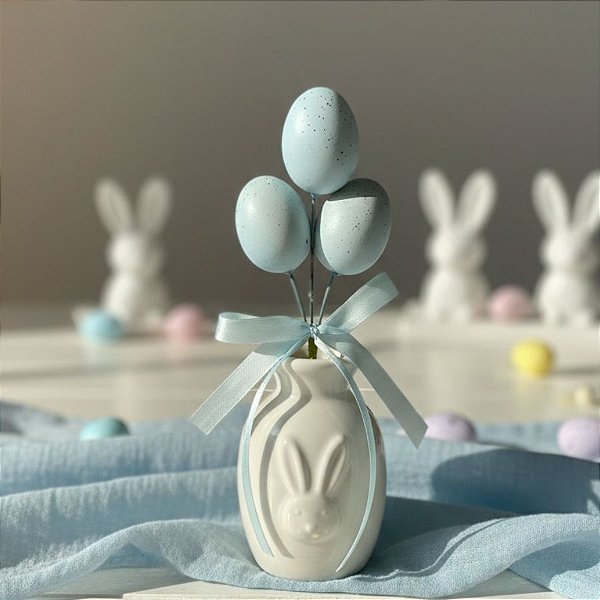 Pick Decorativo de Páscoa - Ovos - Azul - 15cm  - 1 unidade - Rizzo