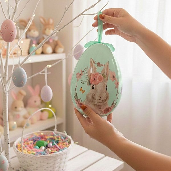 Ovo Decorativo de Páscoa para Pendurar - Verde - 20cm  - 1 unidade - Rizzo