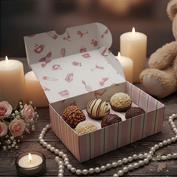 Caixa 6 Doces Retangular - Mãe Essência - 13x9x4,5cm - 5 unidades - Regina - Rizzo