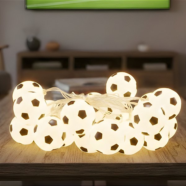 Cordão de LED - Bola de Futebol - Luz Amarela - 1,8m - 1 unidade - Rizzo