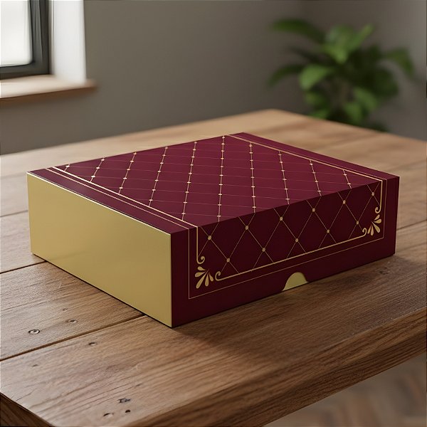 Caixa Retangular Tampa e Fundo - Marsala Royal - 25x7x21cm - 5 unidades - Regina - Rizzo