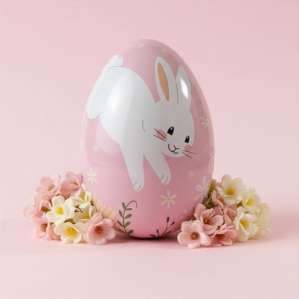 Ovo de Metal de Páscoa - Jardim do Coelho - Rosa - 12,7x8,4x9,1cm - 1 unidade - Rizzo