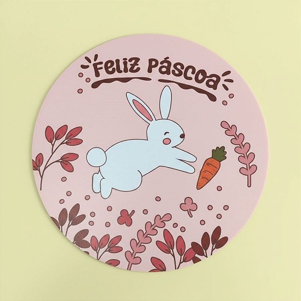 Jogo Americano de Páscoa - Coelho Pulando "Feliz Páscoa" - 38cm - 1 unidade - Rizzo