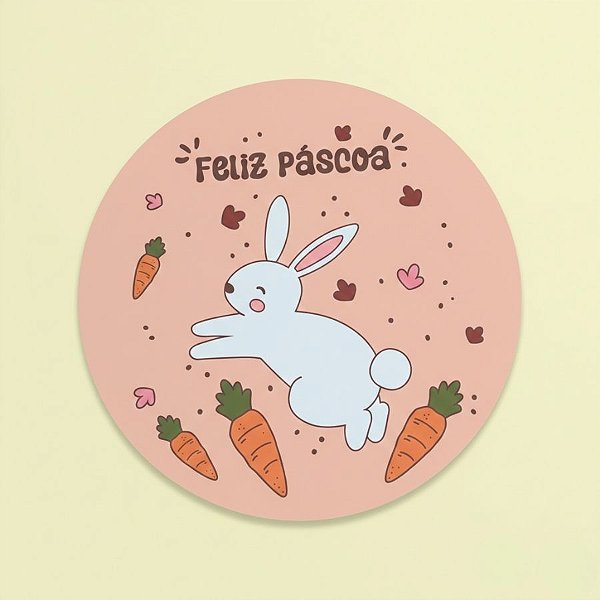 Jogo Americano de Páscoa - Coelho Cenouras "Feliz Páscoa" - 38cm - 1 unidade - Rizzo