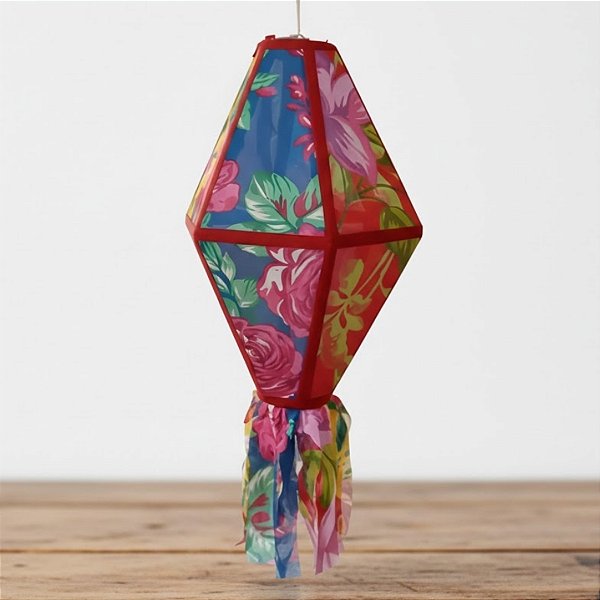 Balão Decorativo Grande Festa Junina - Chita Colorido Vermelho - 25x45x25cm - 1 unidade - Rizzo