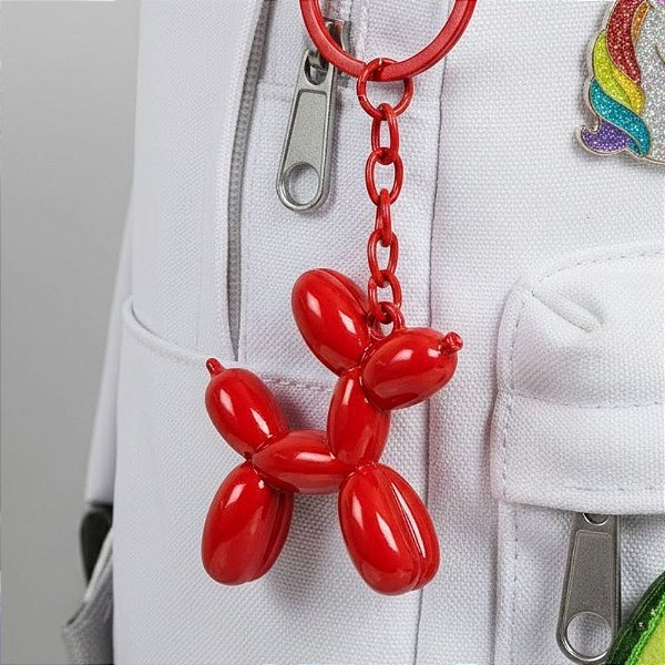 Chaveiro Metal - Cachorro Balão - Vermelho Furta-Cor - 5x4,5cm - 1 unidade - Rizzo