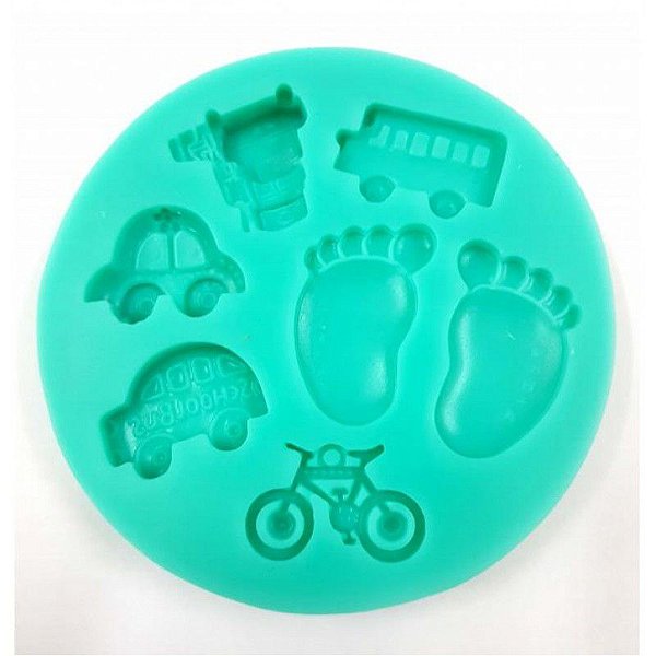 Molde de Silicone - Veículos Pasta Artesanato - 9,5cm - 1 unidade - Prime Chef - Rizzo