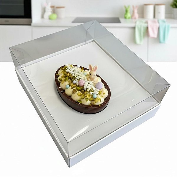 Caixa Para Meio Ovo de Colher de 150g - Branco - 15x13x6,5cm - 5 unidades - ASSK - Rizzo