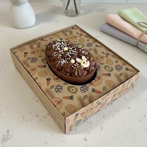 Caixa Para Meio Ovo de Colher de 150g - Páscoa Kraft - 15x13x6,5cm - 5 unidades - ASSK - Rizzo