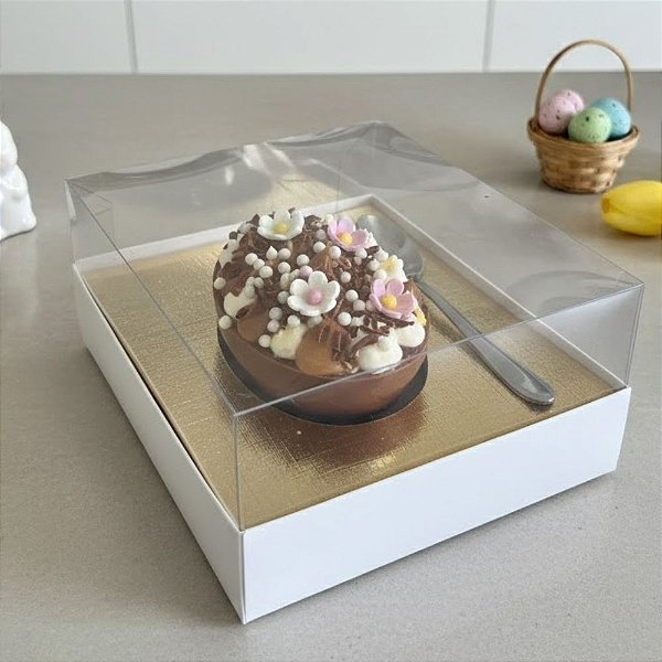 Caixa Para Meio Ovo de Colher de 150g - Ouro Texturizado - 15x13x6,5cm - 5 unidades - ASSK - Rizzo