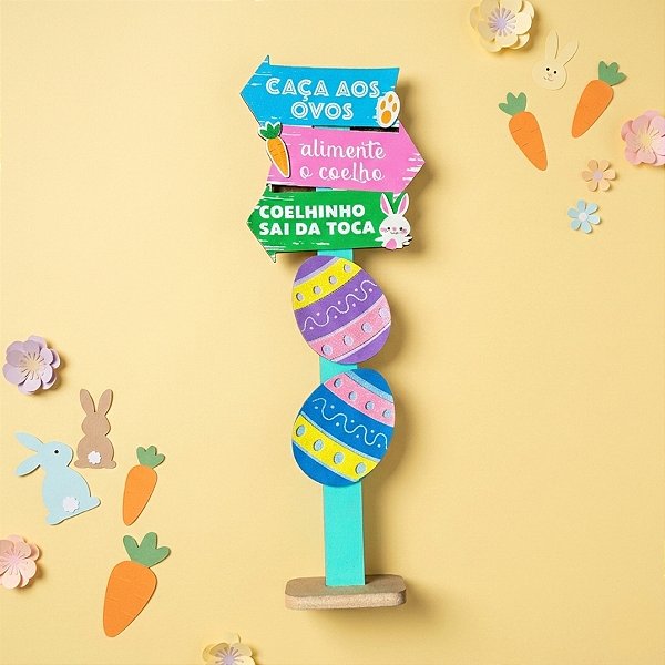 Placa Decorativa Para Festa De Páscoa Caça aos Ovos  - 1 unidade - Rizzo