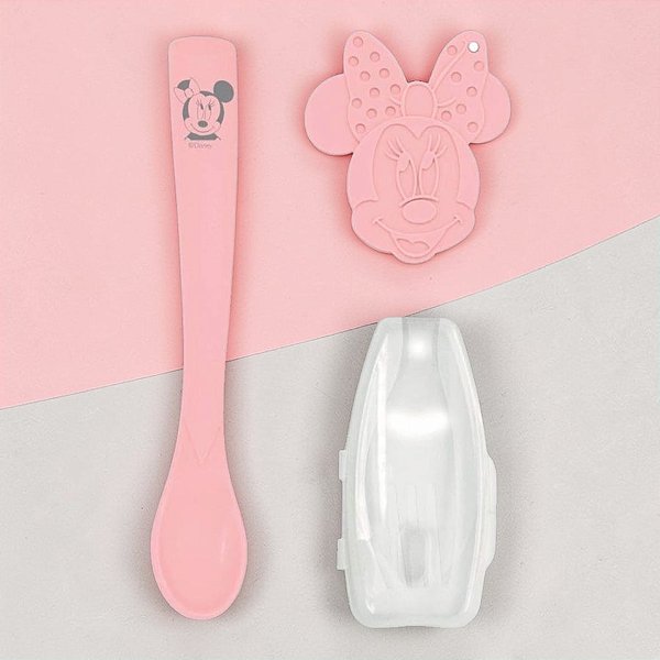 Kit Colher com Protetor e Mordedor - Minnie Mouse - 1 unidade - Disney Original - Rizzo