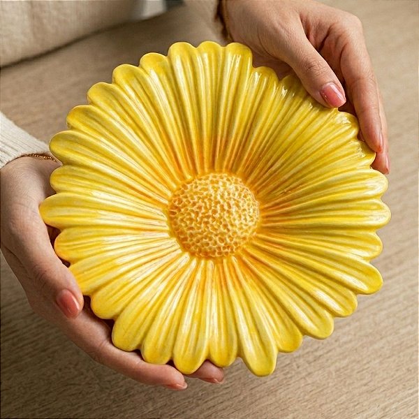 Enfeite Decorativo de Porcelana - Flor Amarela - 20cm - 1 unidade - FlorArte - Rizzo