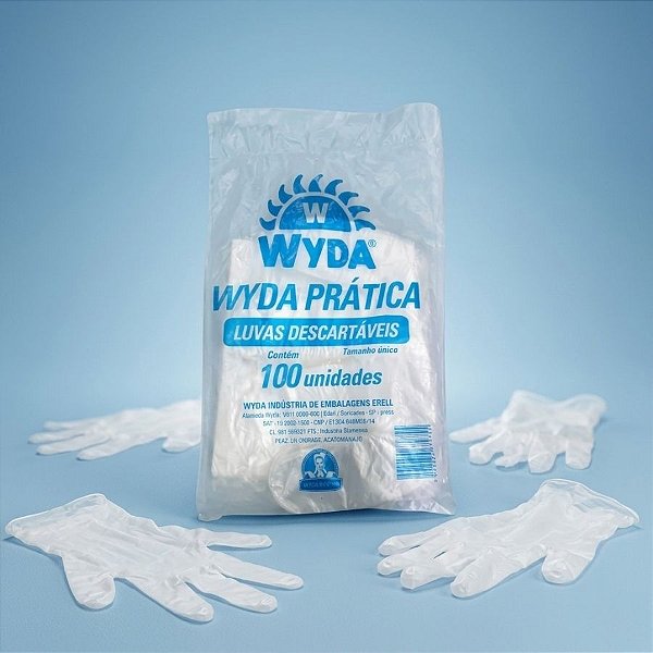 Luva Descartável Transparente - Tamanho Único - 100 unidades - Wyda - Rizzo