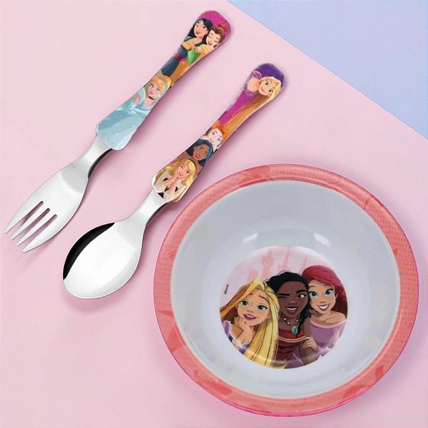 Conjunto Talheres e Bowl Melamine - Princesas - 1 unidade - Disney Original - Rizzo