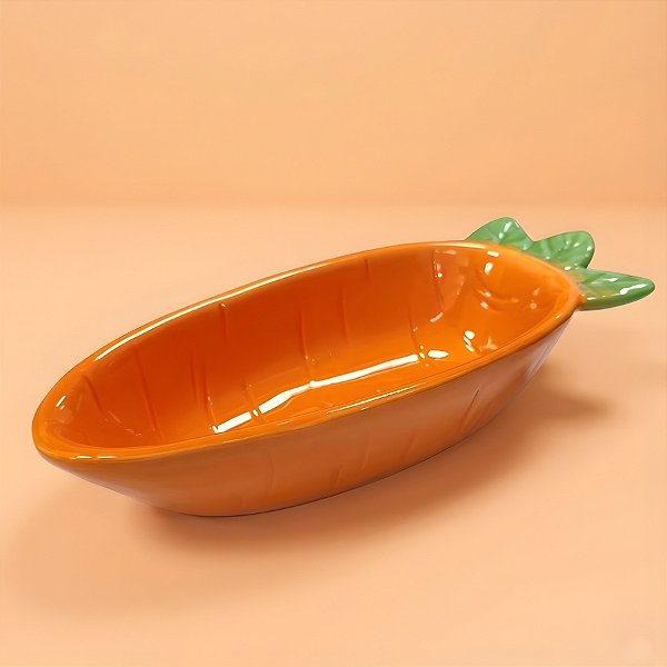 Petisqueira Funda de Páscoa em Dolomita - Cenoura Laranja / Verde - 9x18x5,5cm - 1 unidade - Rizzo