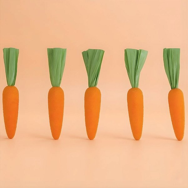 Cenoura Decorativa de Páscoa - Laranja / Verde - 12,5x2cm - 5 unidades - Cromus - Rizzo
