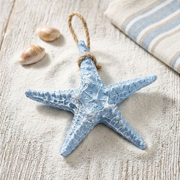 Enfeite Decorativo Para Pendurar - Estrela do Mar - Azul Claro - 17cmx17cm - 1 unidade - Rizzo