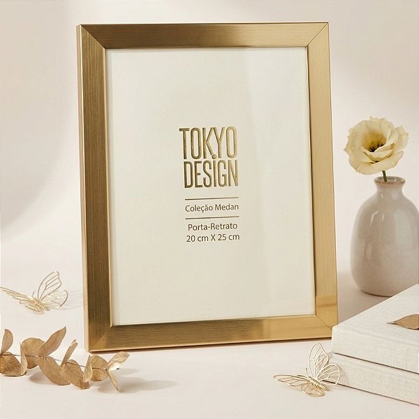 Porta-Retrato em Metal Medan - Dourado - 27x22cm - 1 unidade - Rizzo
