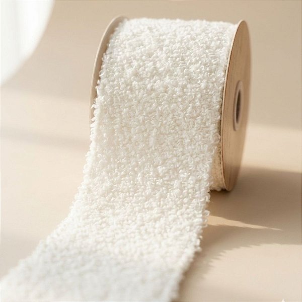 Fita Aramada Decorativa Felpuda - Branco - 2,7mx6,3cm - 1 unidade - Rizzo