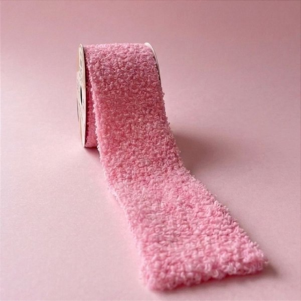 Fita Aramada Decorativa Felpuda - Rosa Escuro - 2,7mx6,3cm - 1 unidade - Rizzo