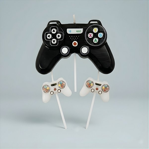 Vela Controle de Videogame - Preto e Branco - 9x8cm - 3 unidades - Rizzo