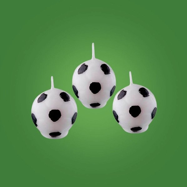 Vela Bola de Futebol - Branco e Preto - 2cm - 3 unidades - Regina - Rizzo