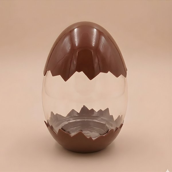 Ovo Transparente Casquinha - Marrom - 7x11x7cm - 10 unidades - Rizzo
