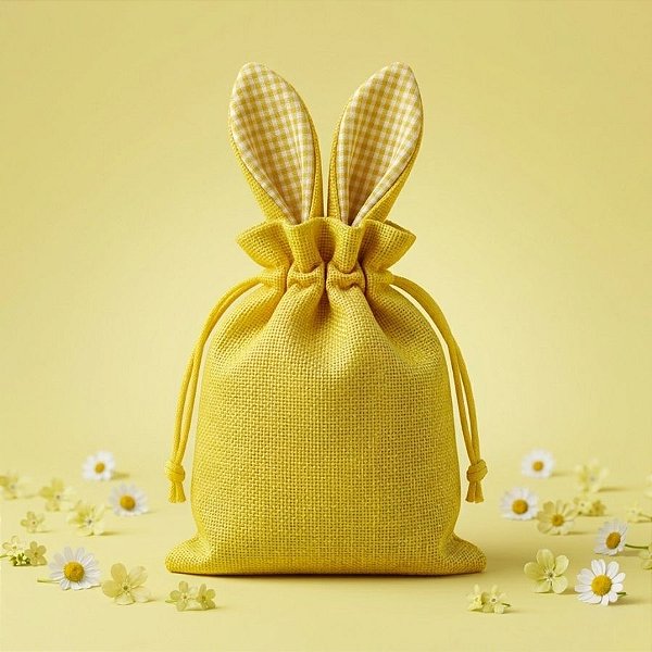 Saco de Páscoa com Orelha - Amarelo -13x12cm - 1 unidade - Rizzo