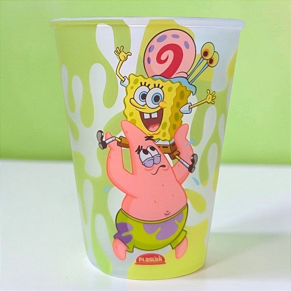 Copo de Plástico Bob Esponja - Bob, Patrick e Gary - 270ml - 1 unidade - Plasútil - Rizzo