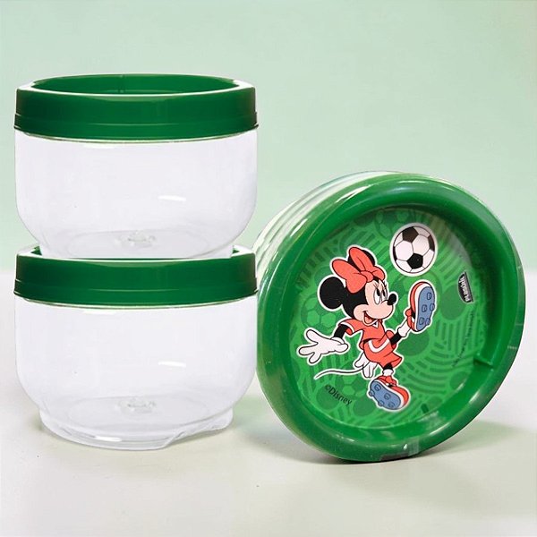 Conjunto Organizador Gire e Trave - Minnie Futebol - Verde - 155ml - Disney Original - 1 unidade - Plasútil - Rizzo