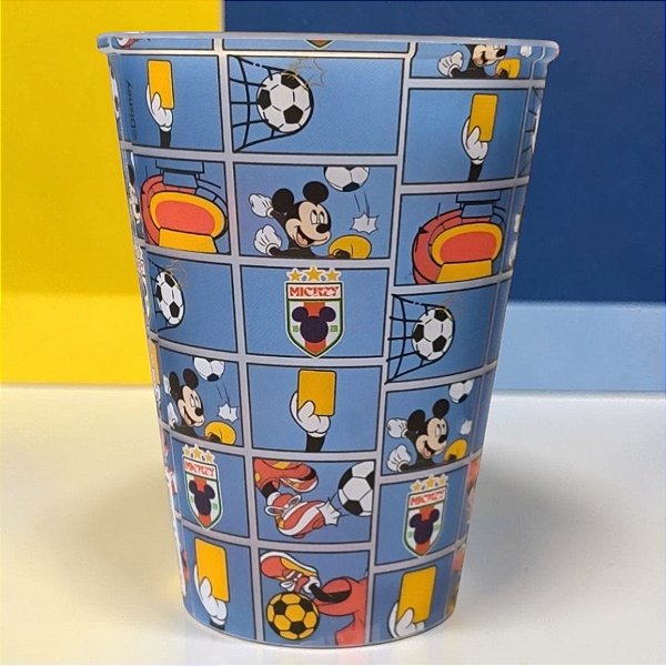 Copo de Plástico Mickey Futebol - Azul - 280ml - Disney Original - 1 unidade - Plasútil - Rizzo