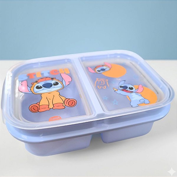 Marmita Hérmética com Divisória - Stitch Capivara - 500ml - Disney Original - 1 unidade - Plasútil - Rizzo